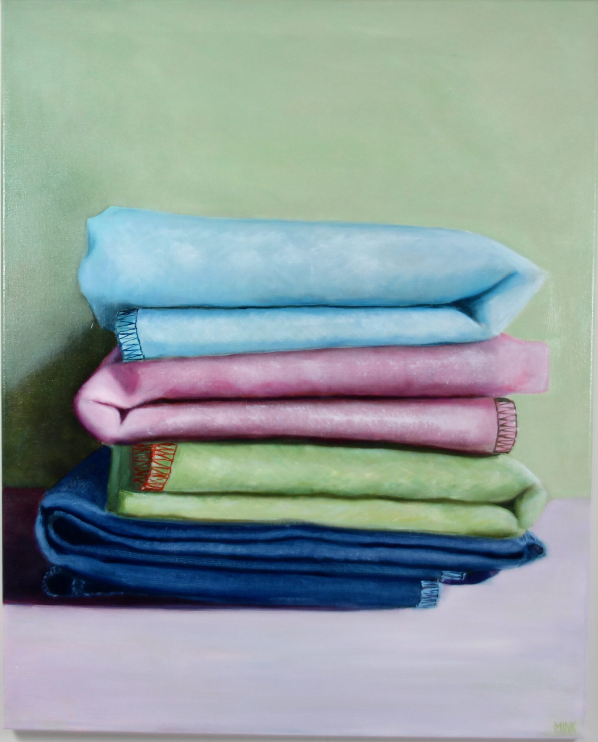 Kunst: Ramatuelle – 4 linen towels van kunstenaar Minke Buikema