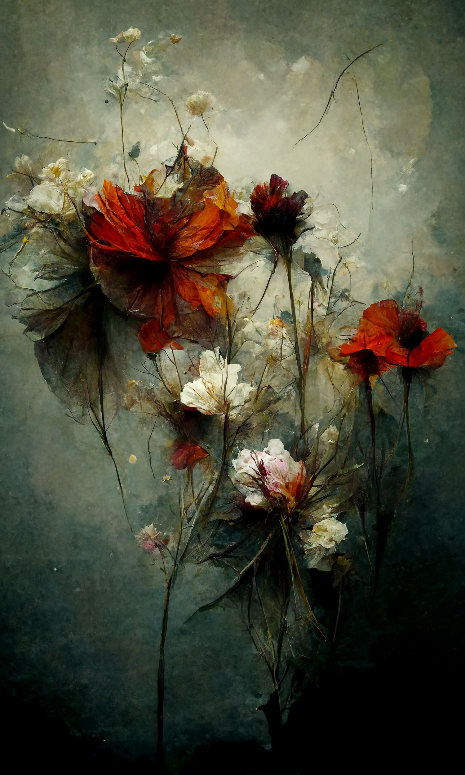 Kunst: Floral Decay XIV van kunstenaar Teis Albers