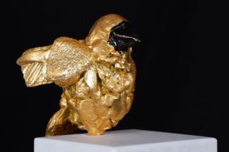 Kunst: Musje goud (L224010) van kunstenaar Leny Franken