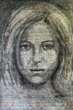 Kunst: Portrait of Zanthe, painted on a new carpet(XXXL) van kunstenaar Jacqueline Klein-Breteler