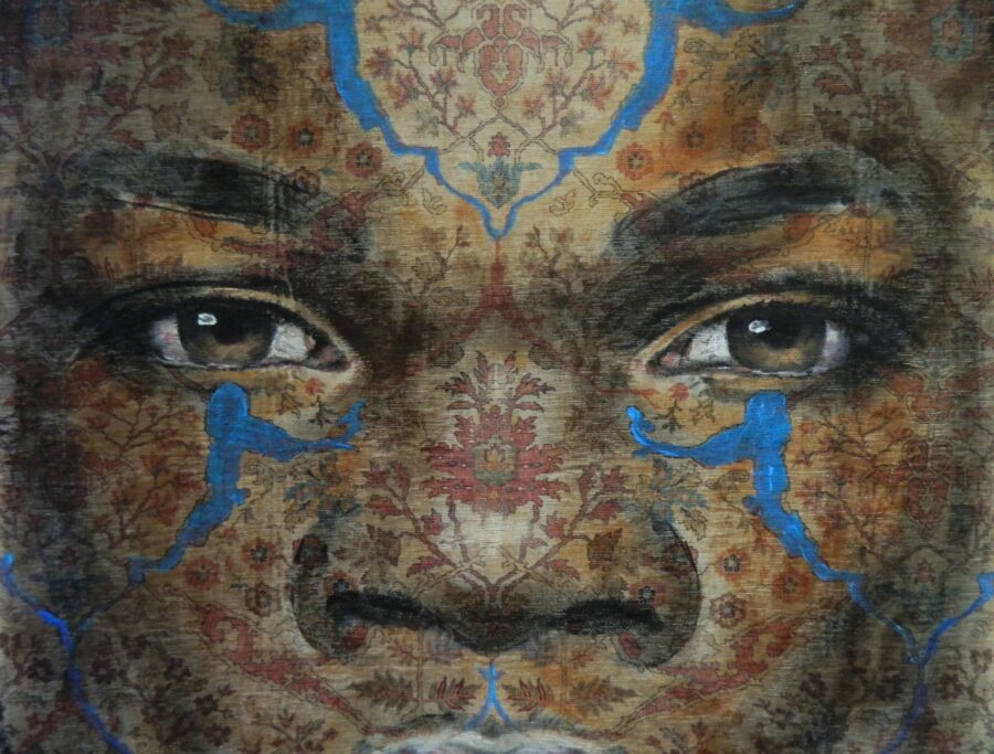 Kunst: Portrait on a carpet(XXXL) van kunstenaar Jacqueline Klein-Breteler