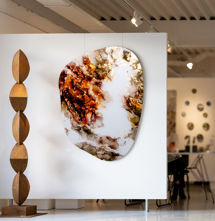 Kunst: Organisch epoxy schilderij “Organic Fusion” van kunstenaar Stephanie van der Beek