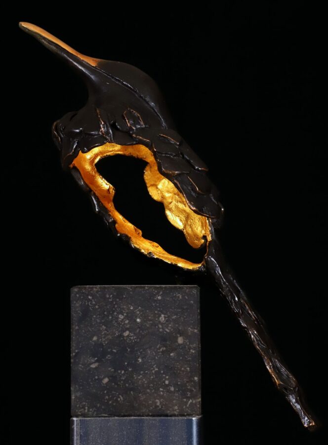 Kunst: MusLukt with gold leaf (L218071) van kunstenaar Leny Franken