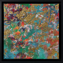 Kunst: burgundy & with blossom with chrome gold A van kunstenaar Karin Vermeer