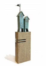 Kunst: minihuisjes puntvlag van kunstenaar Tonny de  Brouwer