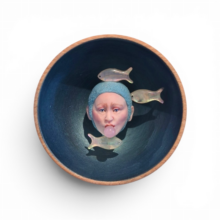 Kunst: Adrift in Blue (pink bubble) van kunstenaar Saskia Hoeboer