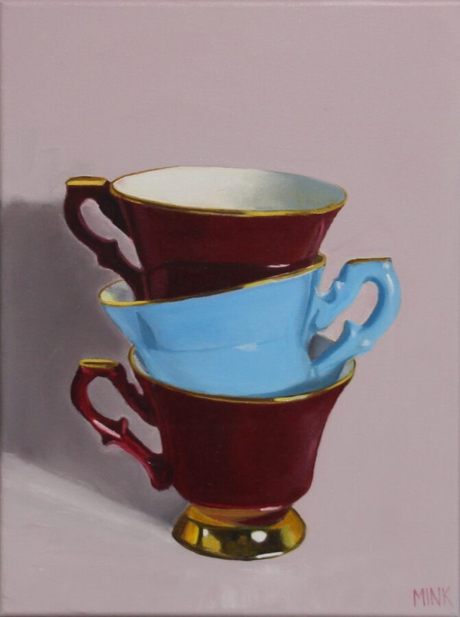 Kunst: Bordeaux – Vintage Tableware in Harmony van kunstenaar Minke Buikema