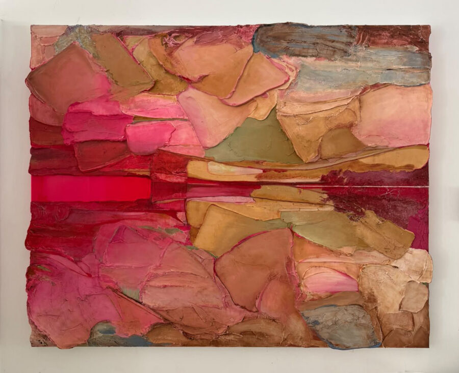 Kunst: Tectonics Bruin Roze van kunstenaar Marjanka Jonkers