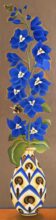 Kunst: Larkspur in a Longwy Vase van kunstenaar Yvonne Zomerdijk
