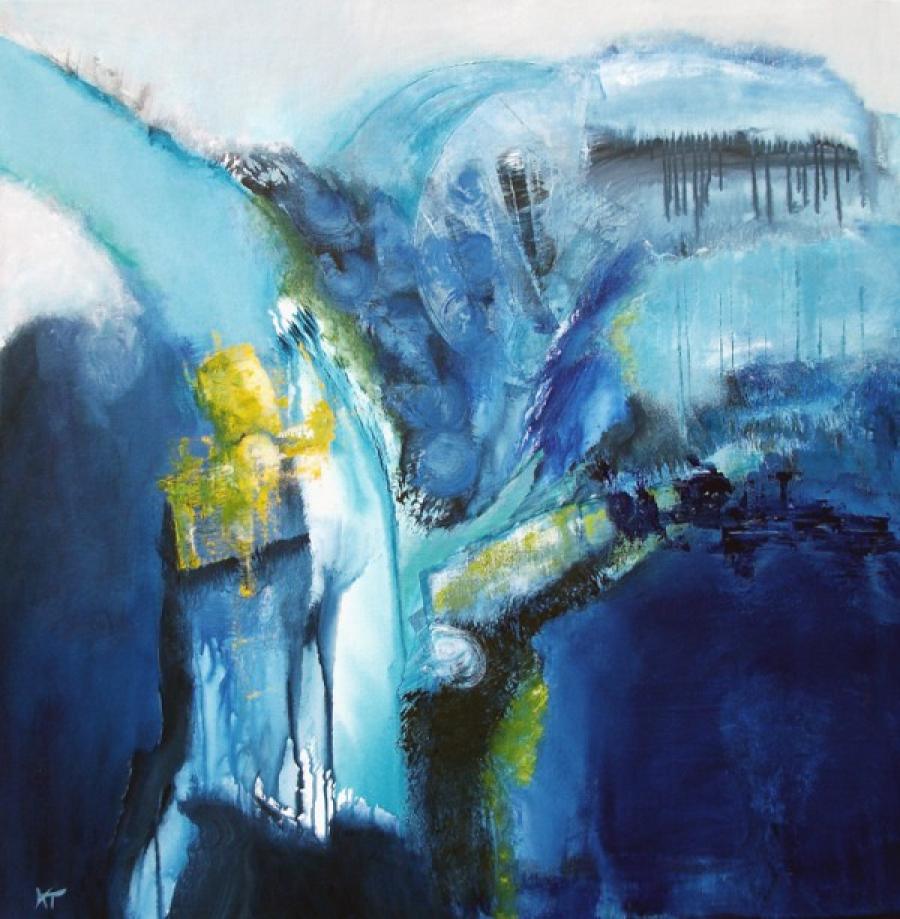 Kunst: Blue Flow van kunstenaar Kitty Tijbosch