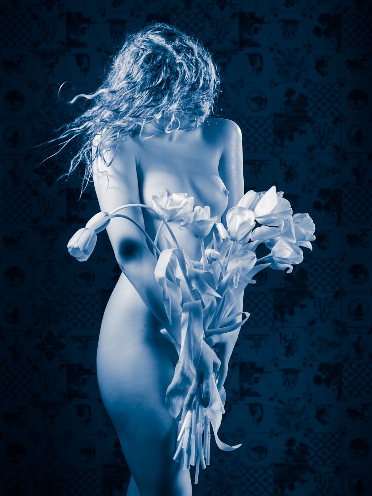 Kunst: Blue Nude 7 van kunstenaar Barend Houtsmuller