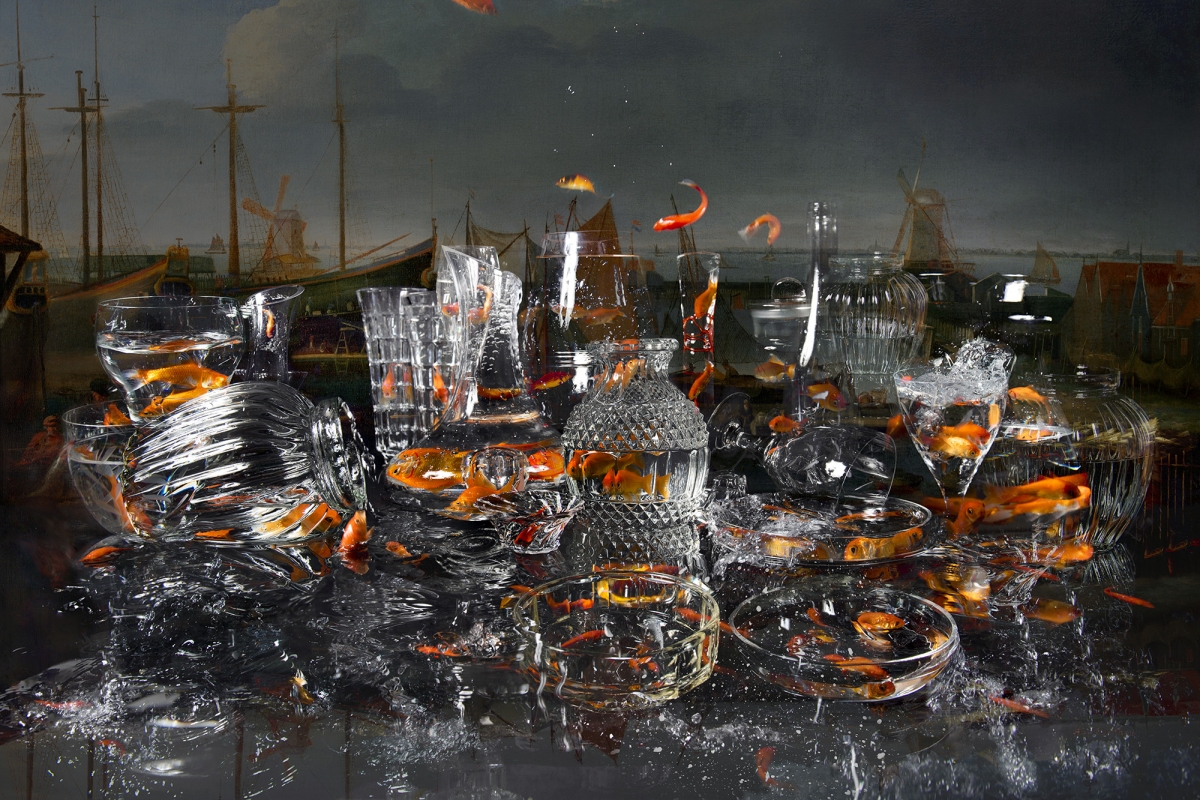 Kunst: City of goldfish van kunstenaar Hans Withoos