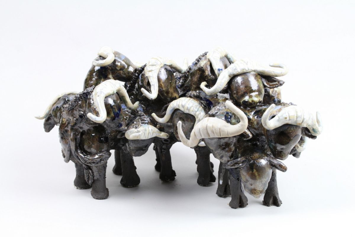 Kunst: Groep Buffels van kunstenaar Marian Timmer