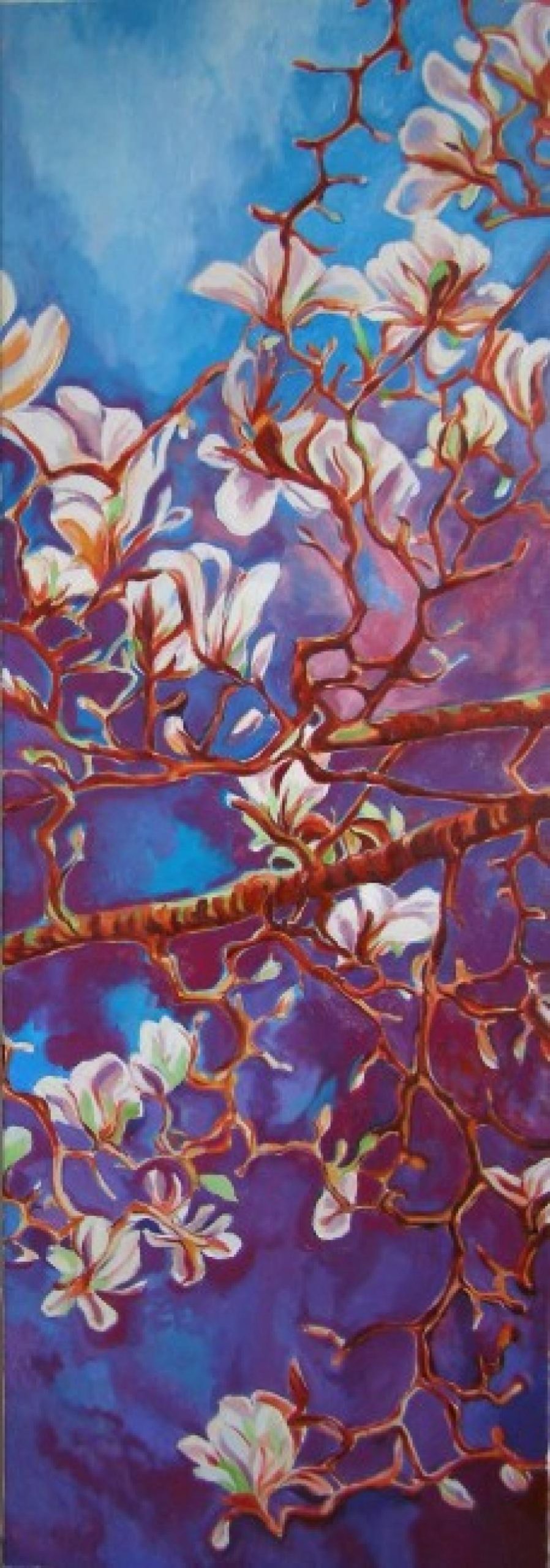 Kunst: Magnolia in paars van kunstenaar Sanneke S.I. Griepink
