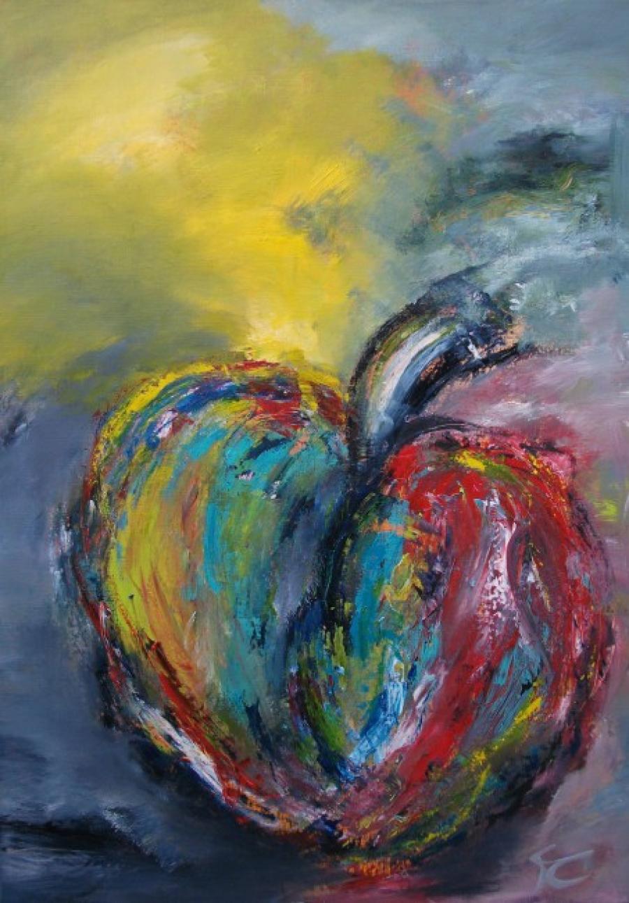 Kunst: Zin om een appel te schilderen van kunstenaar Kitty Tijbosch