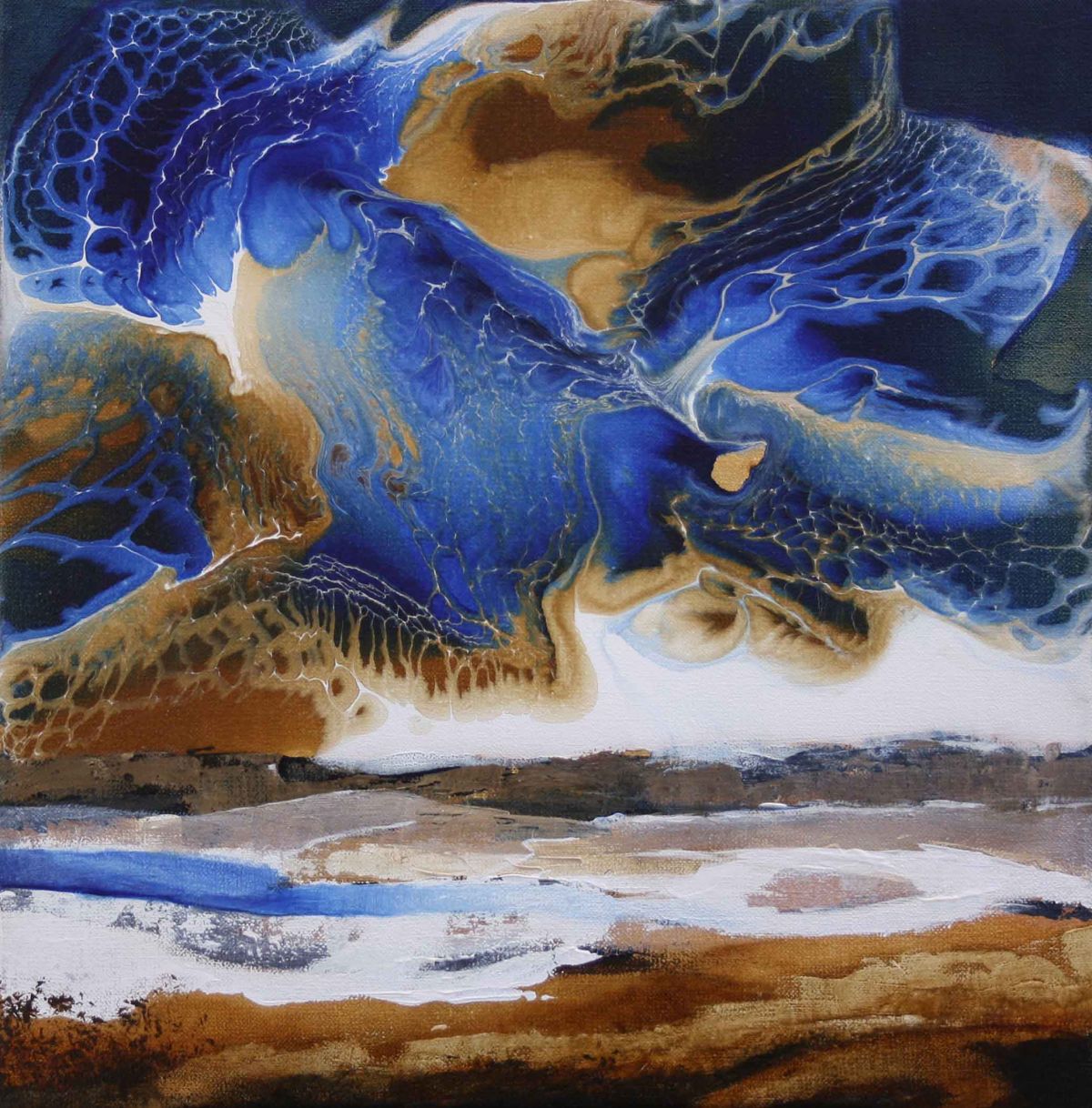 Kunst: Delfts blauw landschap 2 (2-luik) van kunstenaar Marly Freij(vergezichten)